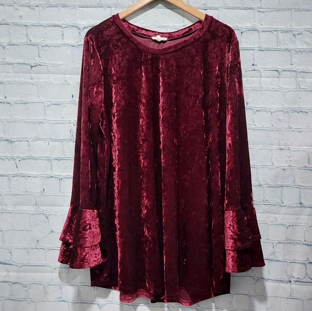 Whimsigoth Women's 2XL Red Velvet Tunic Dress Top Fairy Costume Cosplay Festival